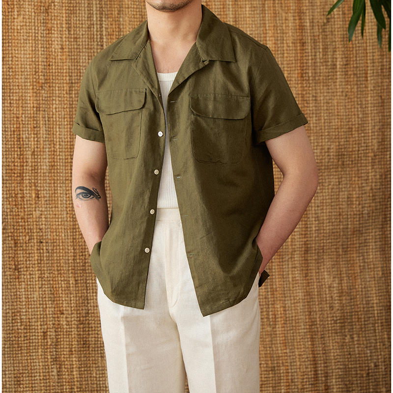 Classic Cuban Collar Linen Blend Shirt