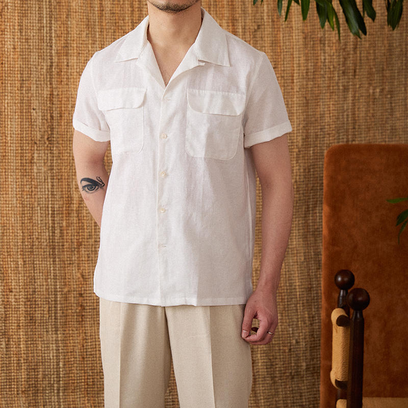 Classic Cuban Collar Linen Blend Shirt