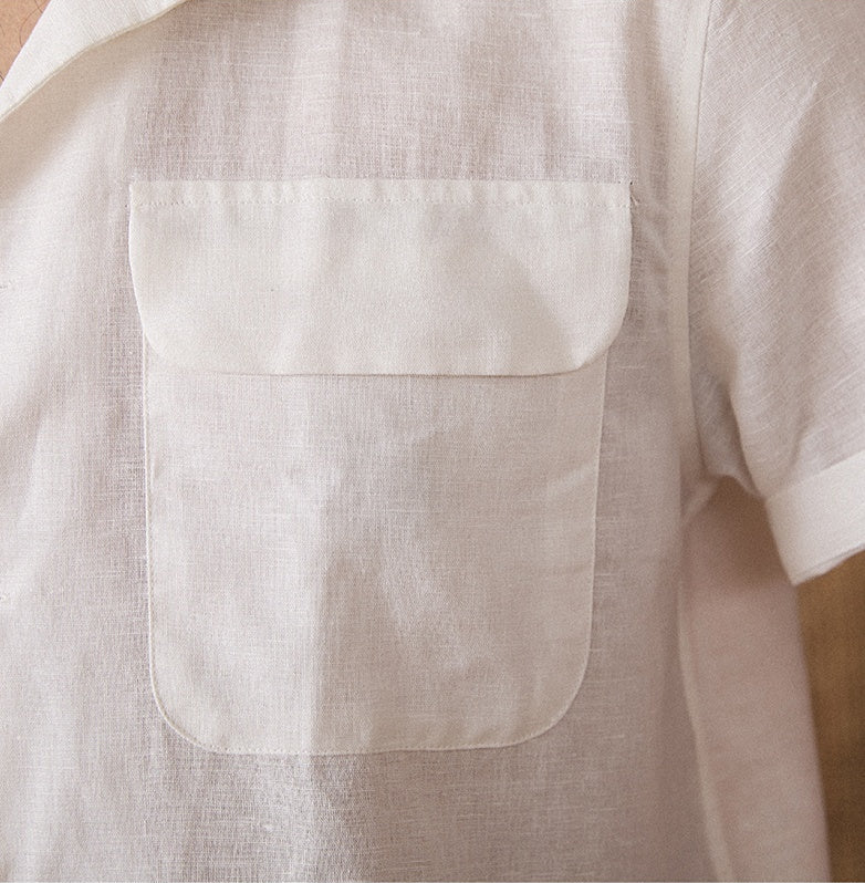 Classic Cuban Collar Linen Blend Shirt