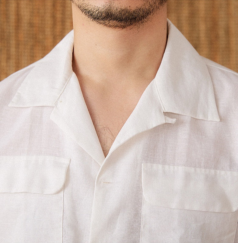 Classic Cuban Collar Linen Blend Shirt