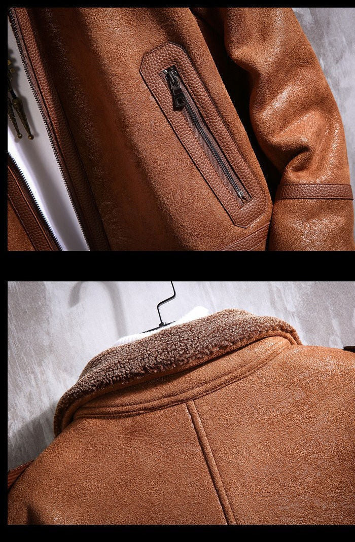 Rugged Luxe Sherpa-Lined Leather Jacket
