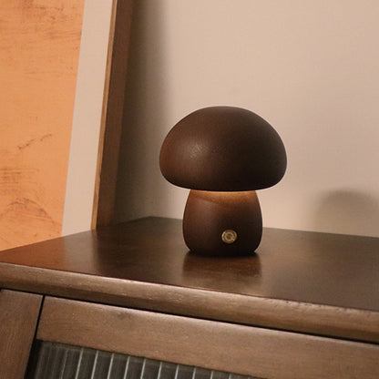 CozyGlow Wooden Mushroom Lamp