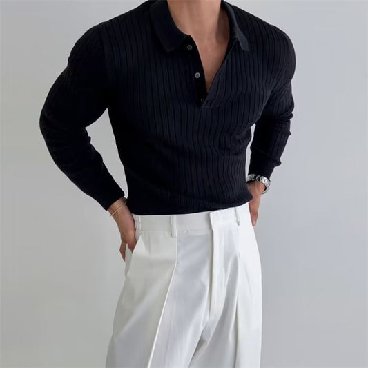 Classic Striped Long-Sleeve Polo