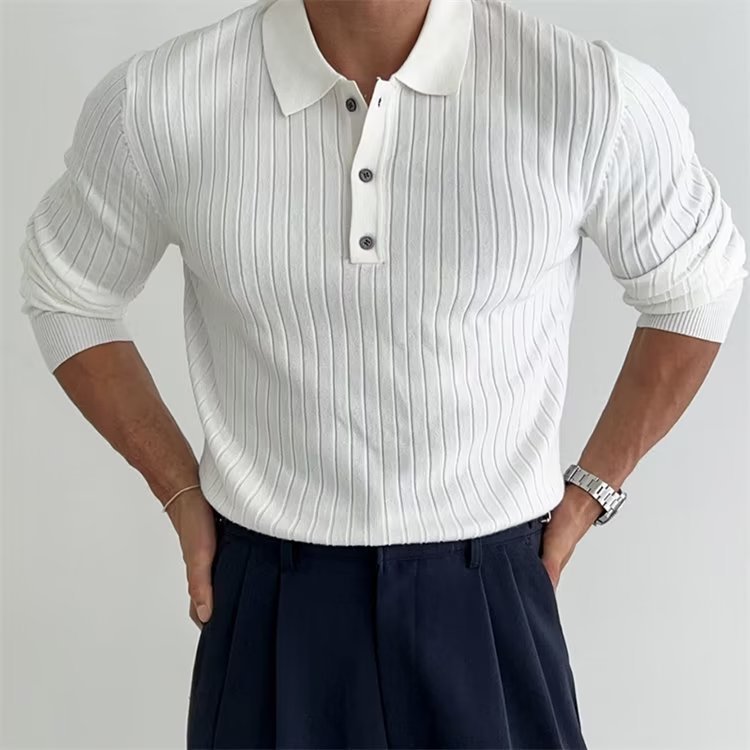 Classic Striped Long-Sleeve Polo
