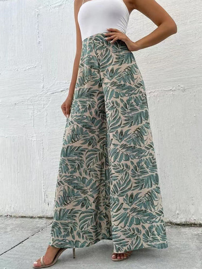 Tropical Elegance Wide-Leg Summer Pants