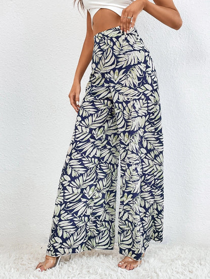 Tropical Elegance Wide-Leg Summer Pants