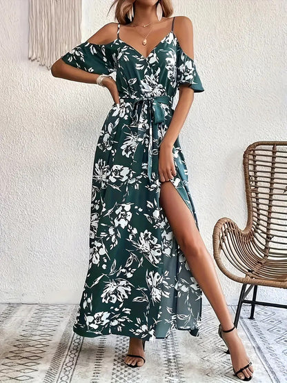 Romantic Getaway Split Dress with Floral Print