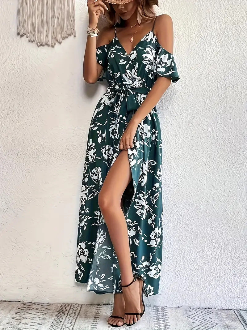 Romantic Getaway Split Dress with Floral Print