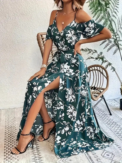 Romantic Getaway Split Dress with Floral Print