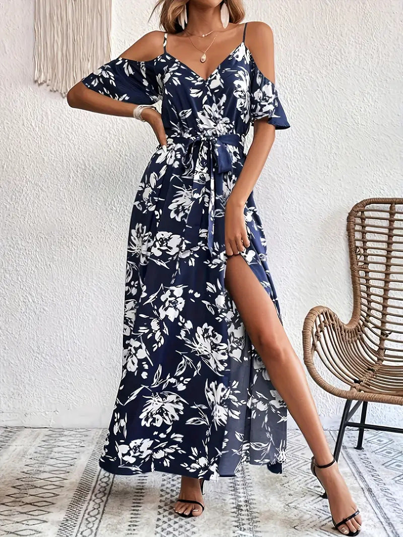 Romantic Getaway Split Dress with Floral Print