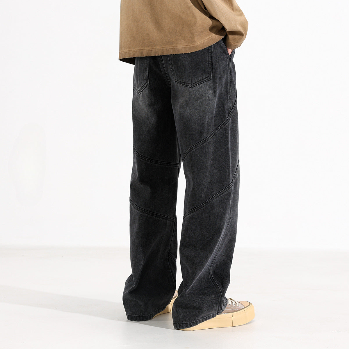 Washed Slate Straight-Leg Denim Pants
