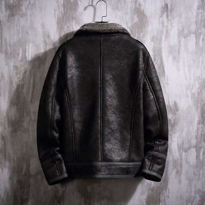 Rugged Luxe Sherpa-Lined Leather Jacket
