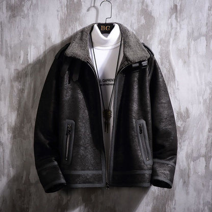 Rugged Luxe Sherpa-Lined Leather Jacket