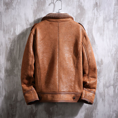 Rugged Luxe Sherpa-Lined Leather Jacket