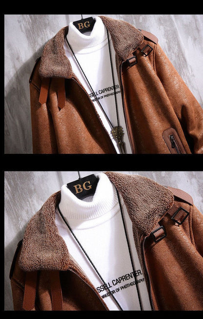 Rugged Luxe Sherpa-Lined Leather Jacket