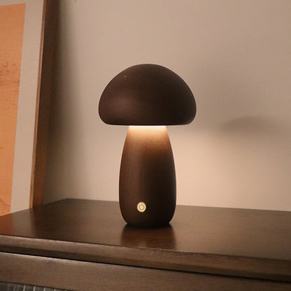 CozyGlow Wooden Mushroom Lamp